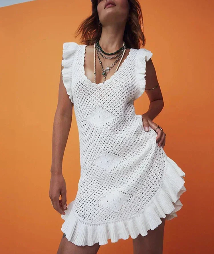 Maribelle Crochet Mini Beach Dress