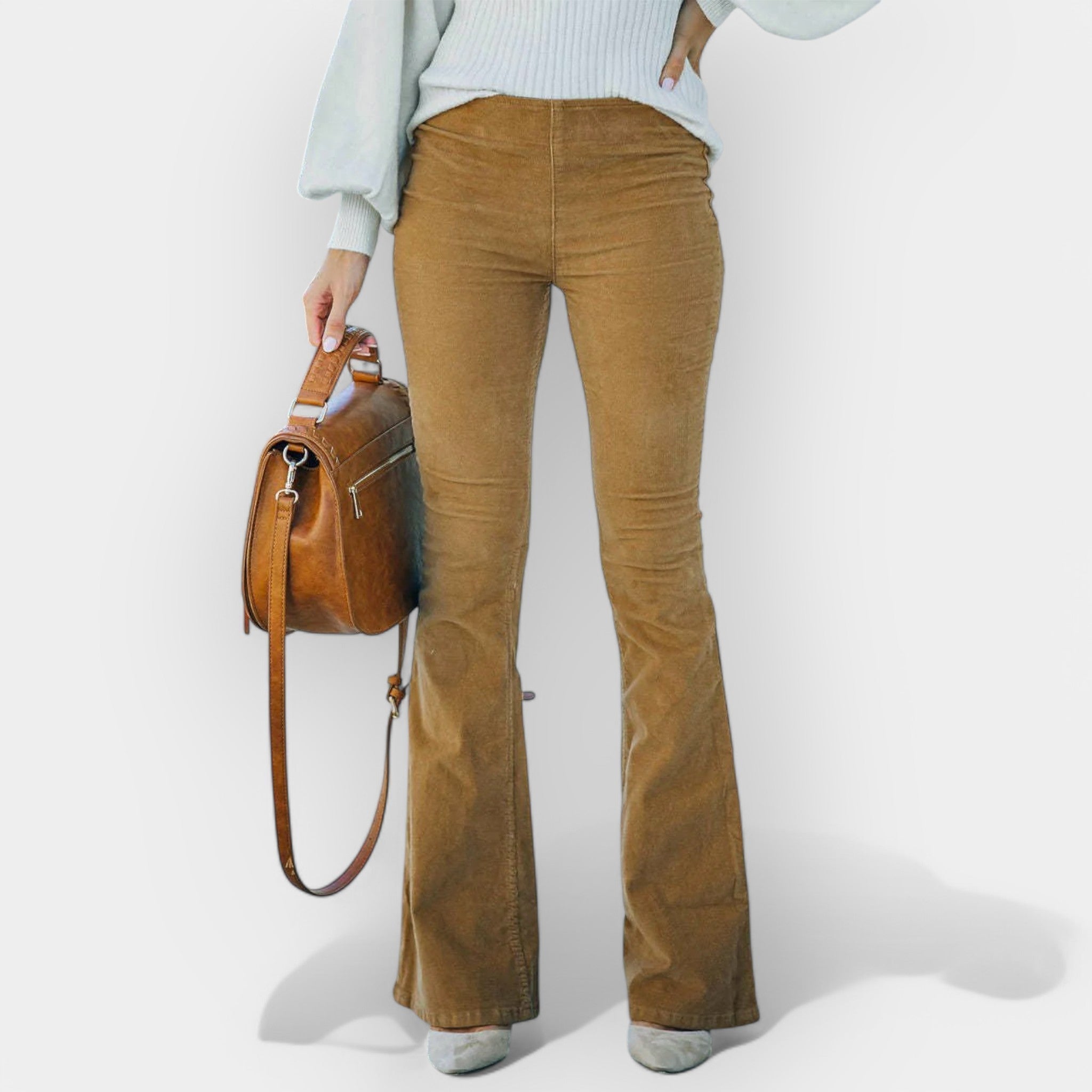 Long trousers with flared trousers