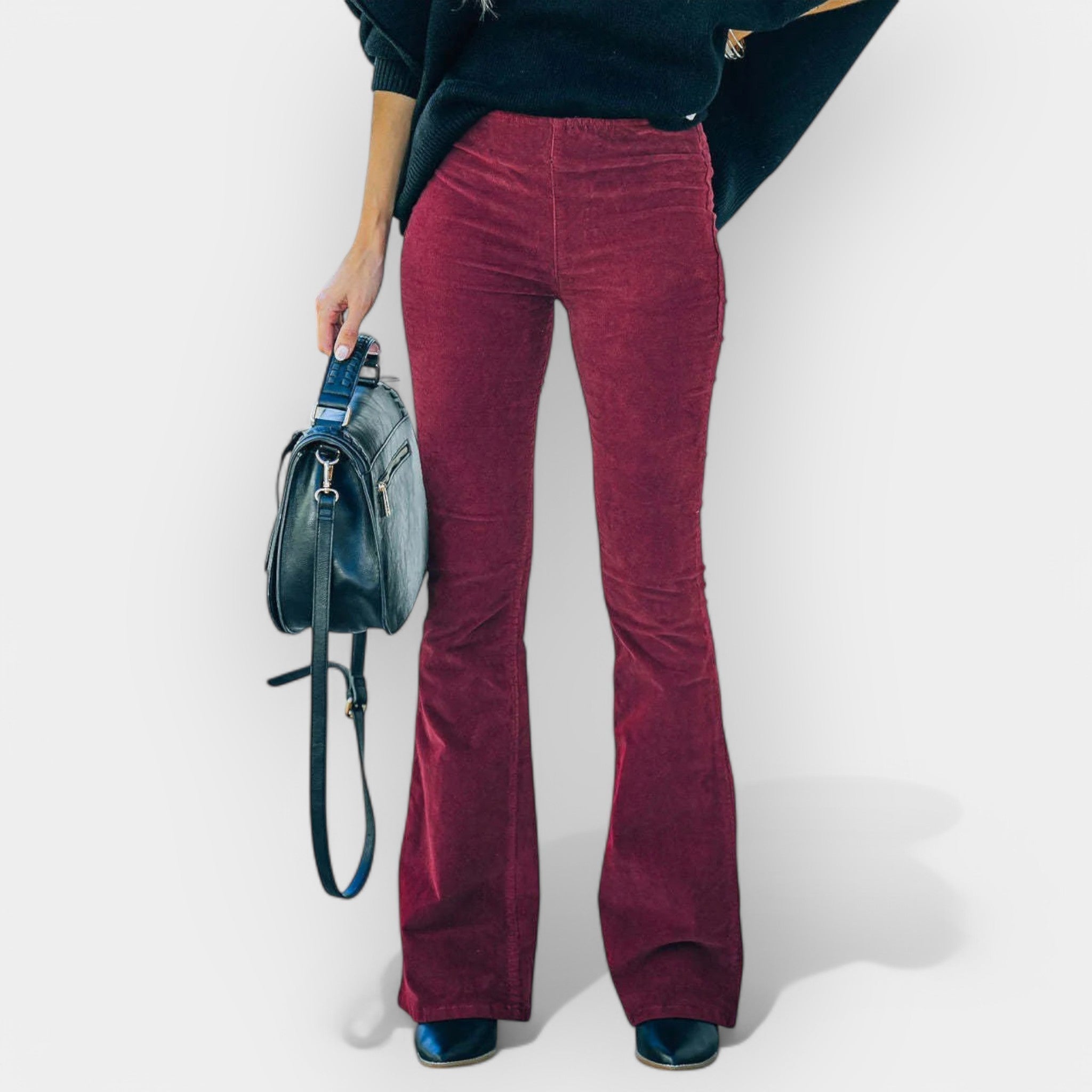 Long trousers with flared trousers