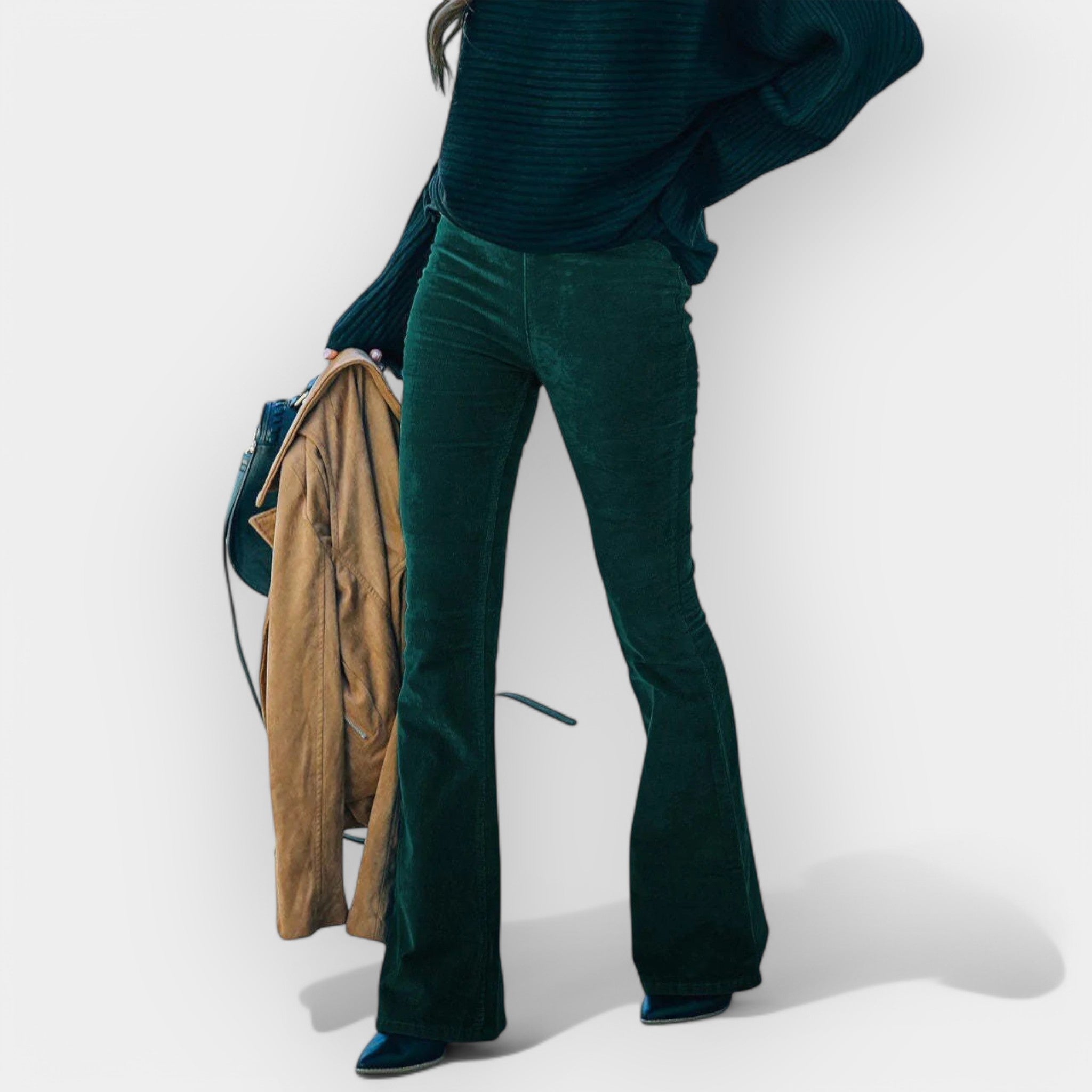 Long trousers with flared trousers