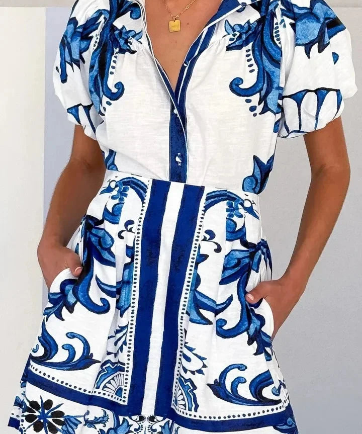 Kelsey Floral Linen Two Piece Dress