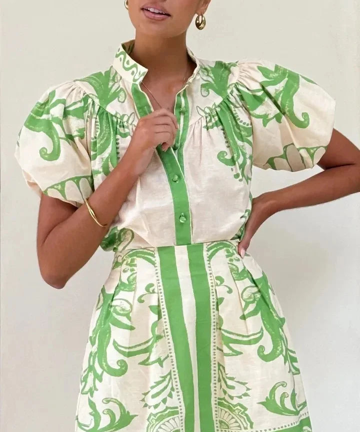 Kelsey Floral Linen Two Piece Dress