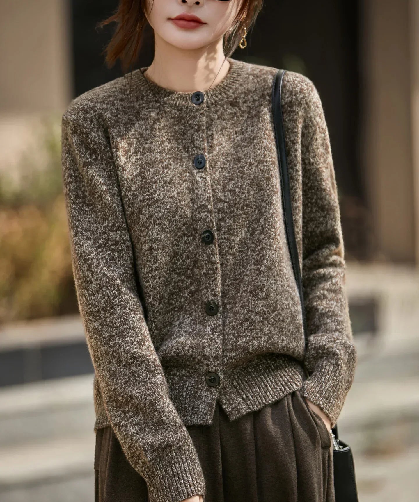 Alpaca blend wool cardigan, chunky knit