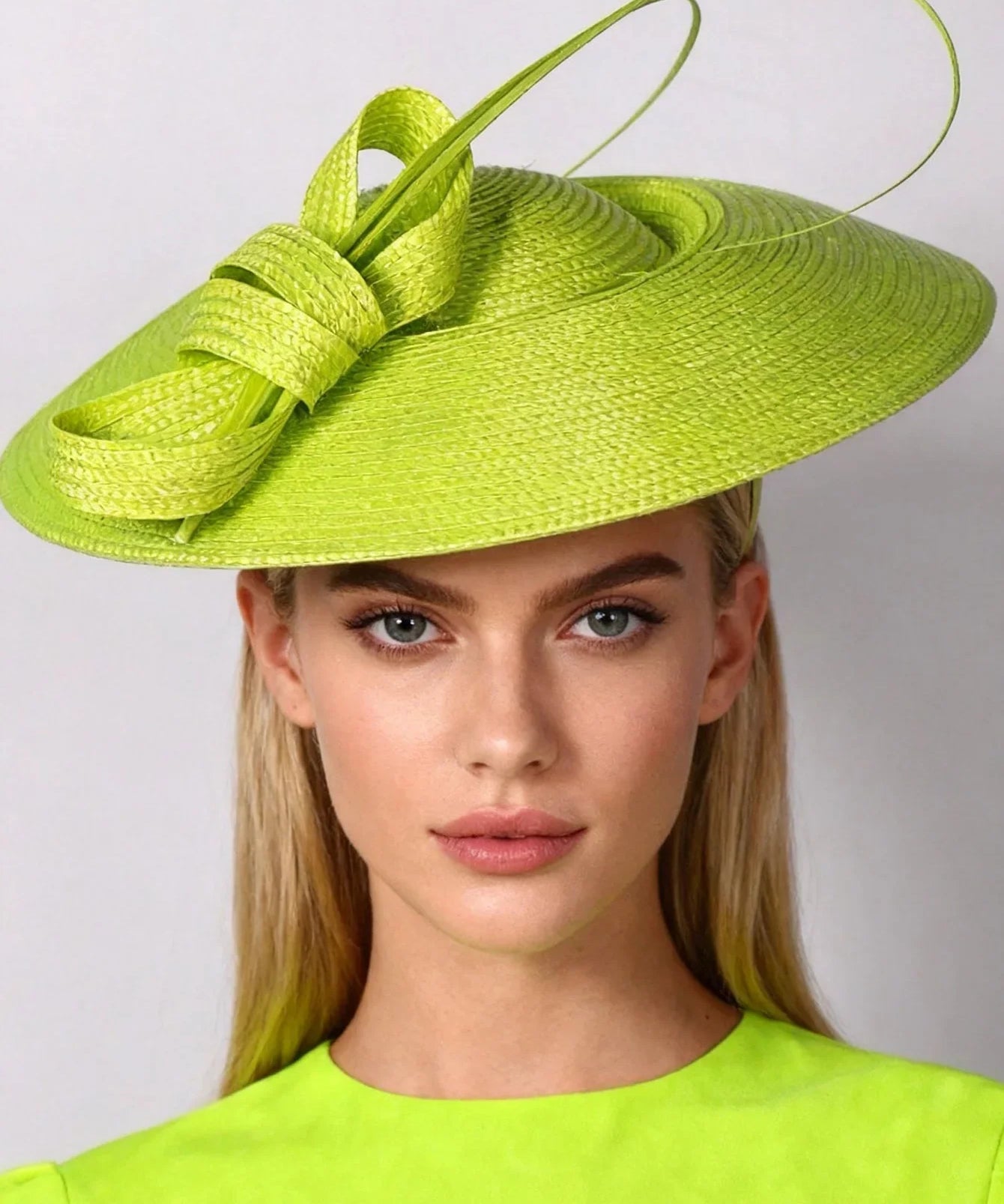 Wide Brim Saucer Hat with Contrast Bow