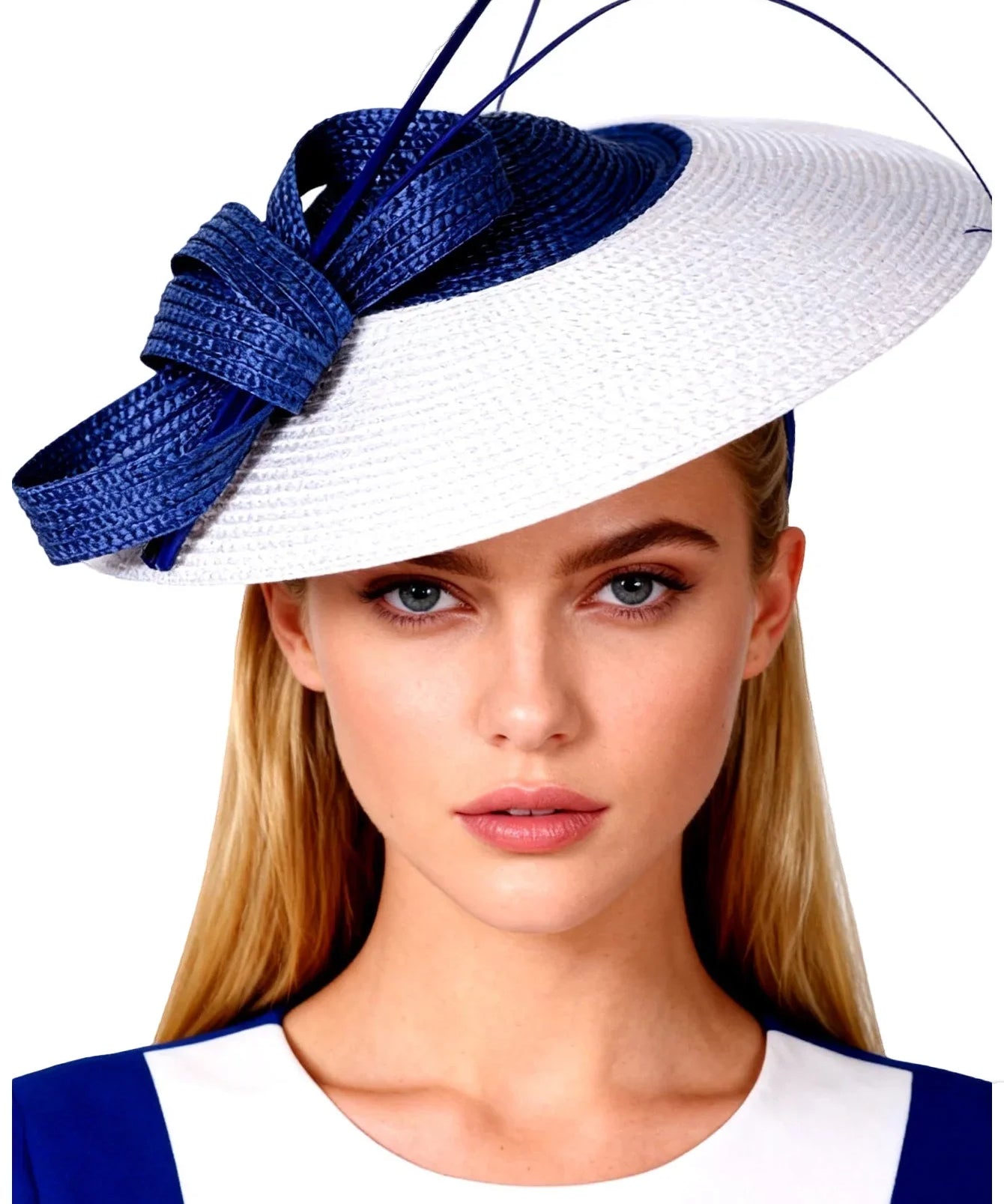 Wide Brim Saucer Hat with Contrast Bow