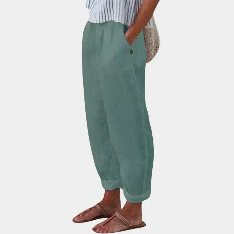 Elegant Anna Linen Trousers with Ultra-Light Pockets