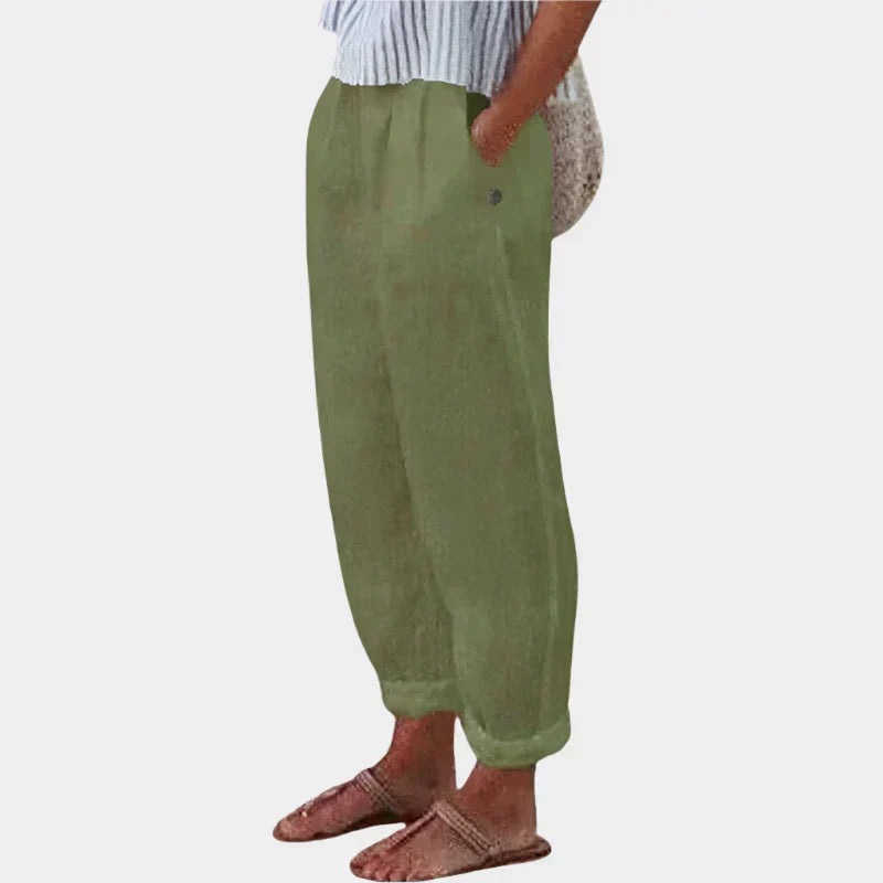 Elegant Anna Linen Trousers with Ultra-Light Pockets
