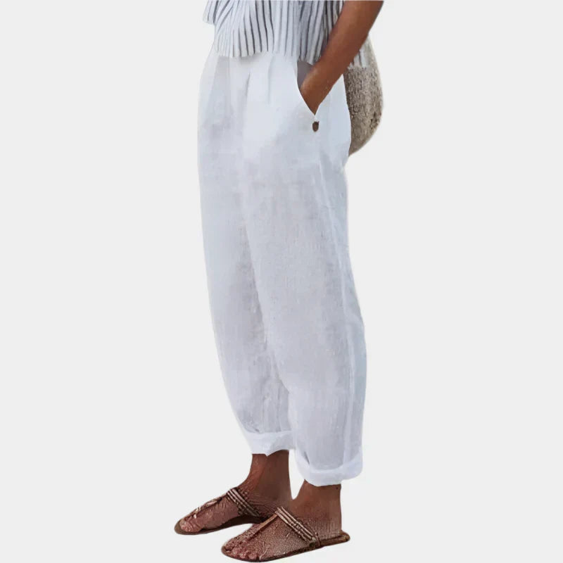 Elegant Anna Linen Trousers with Ultra-Light Pockets