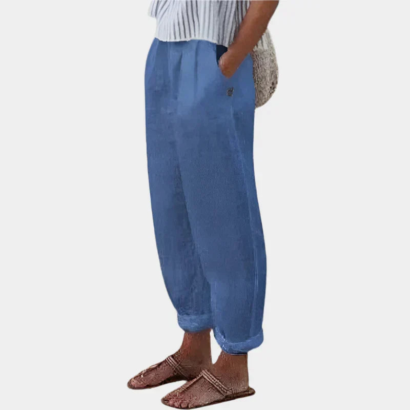 Elegant Anna Linen Trousers with Ultra-Light Pockets
