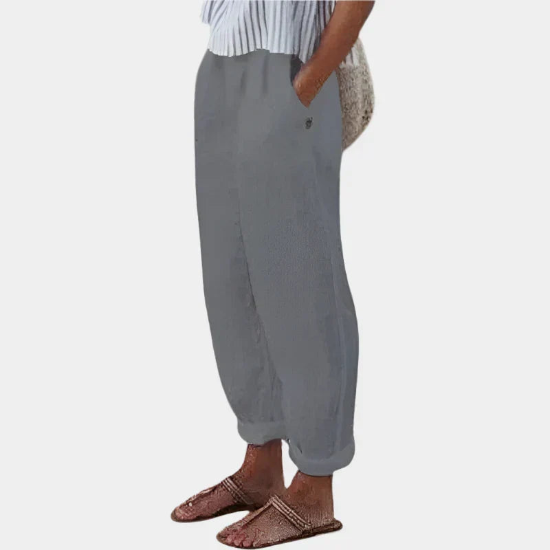 Elegant Anna Linen Trousers with Ultra-Light Pockets
