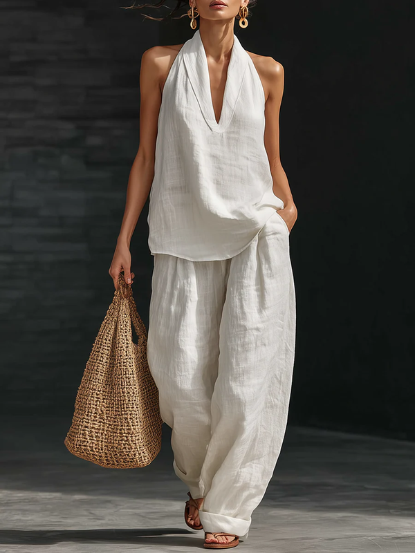 Zoë™ | Sleeveless Set with Wide Leg Trousers