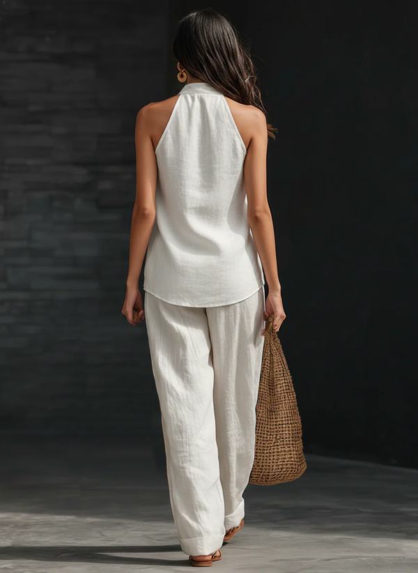 Zoë™ | Sleeveless Set with Wide Leg Trousers