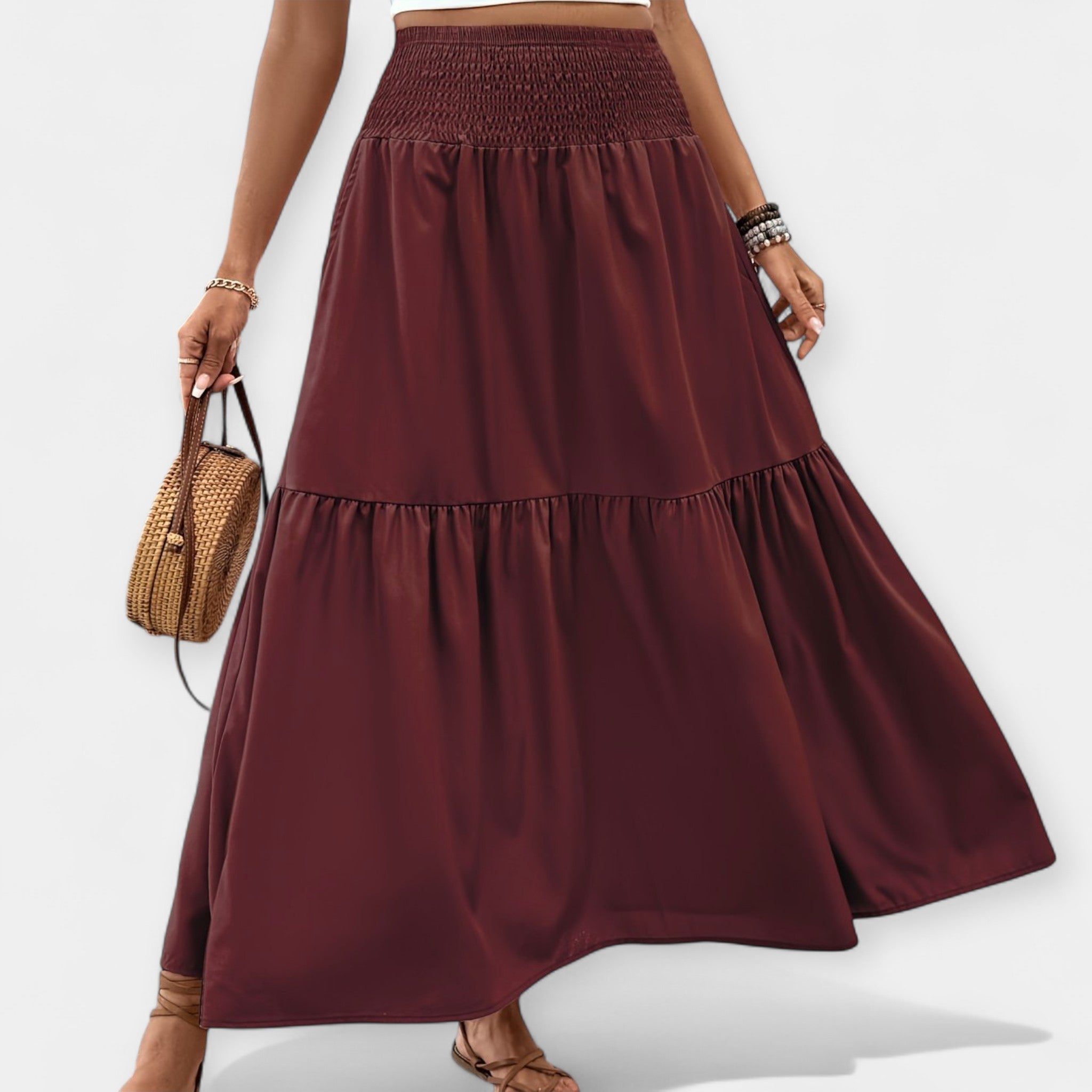 Adéla Sophisticated Floral Skirt with Elastic Waist