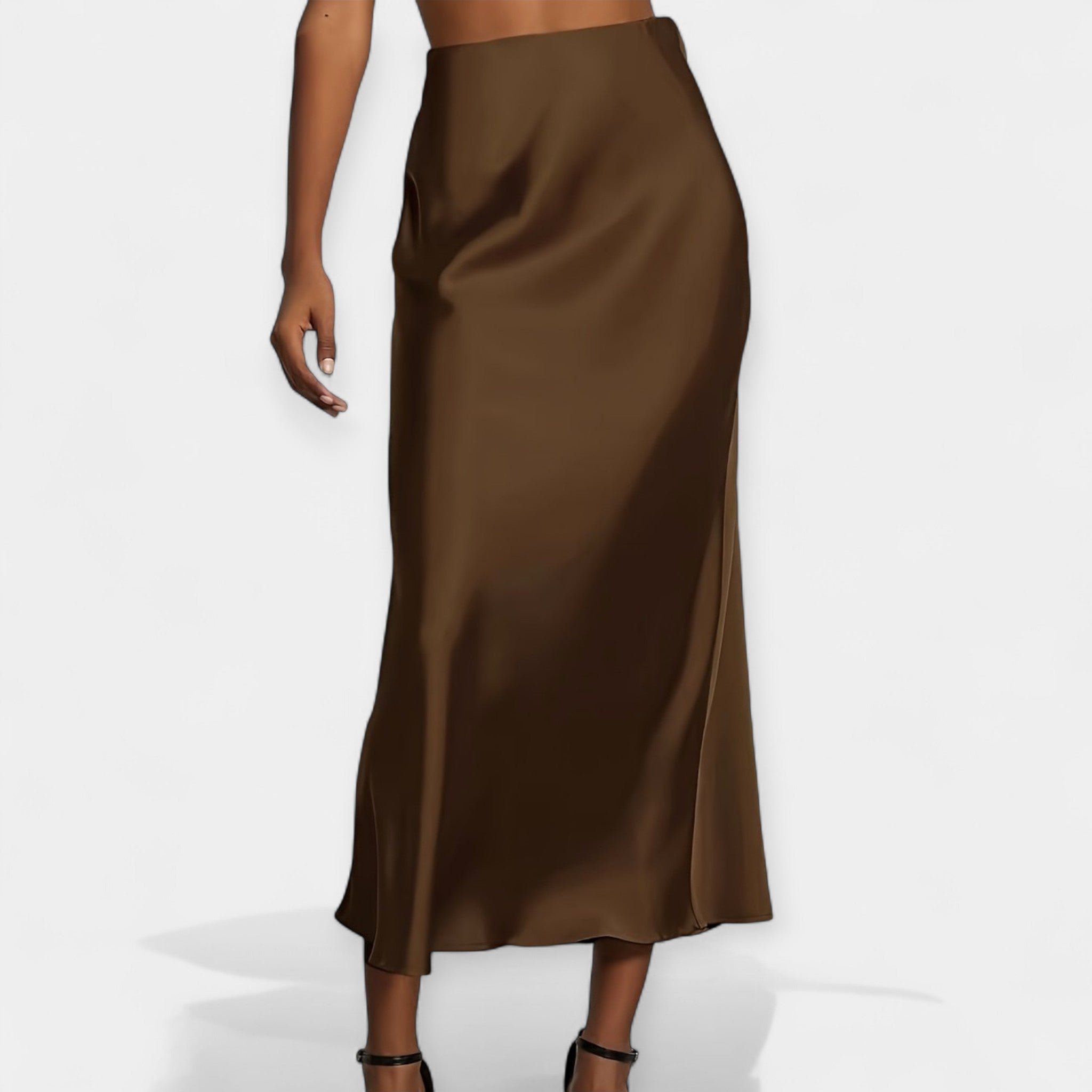 Věnceslava Elegant Satin Midi Skirt