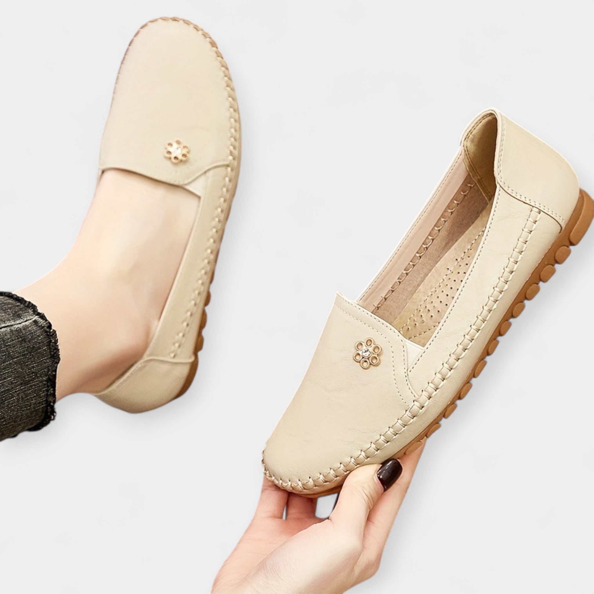 Sofia Elegant Linen Moccasins with Non-Slip Sole