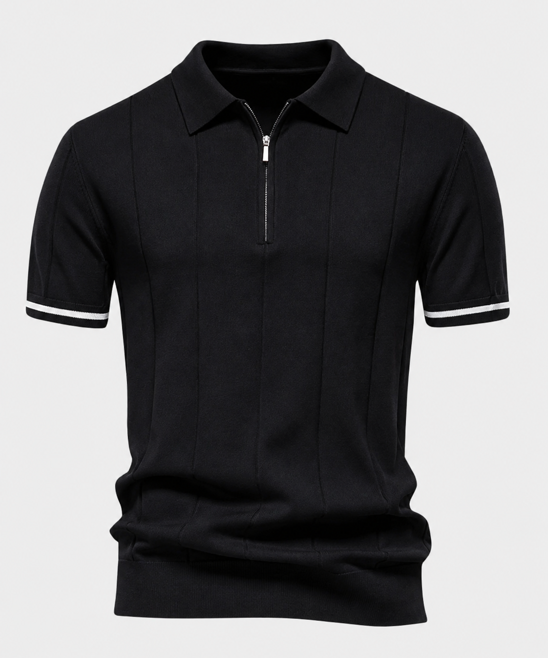 Clark | Randig Zip Polo Skjorta