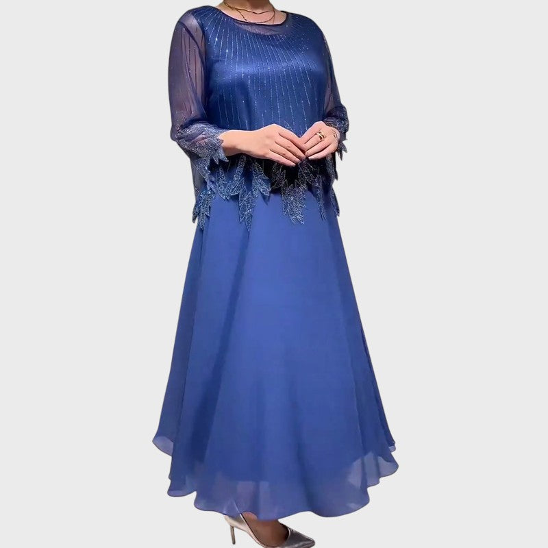 Evening dress with lace bodice