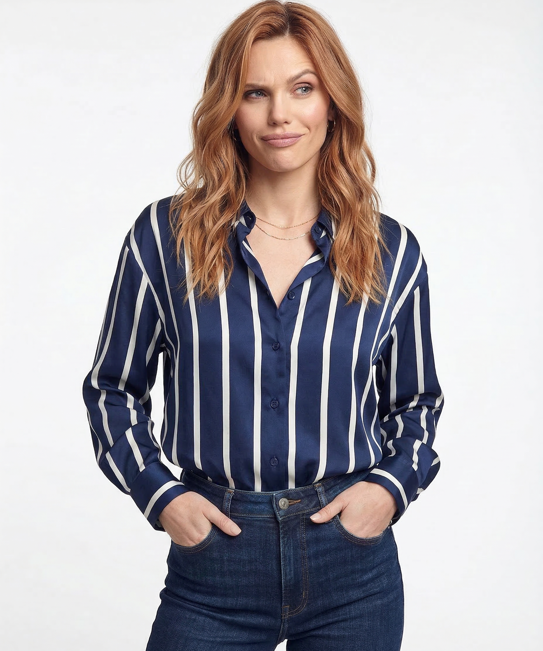 Striped satin blouse