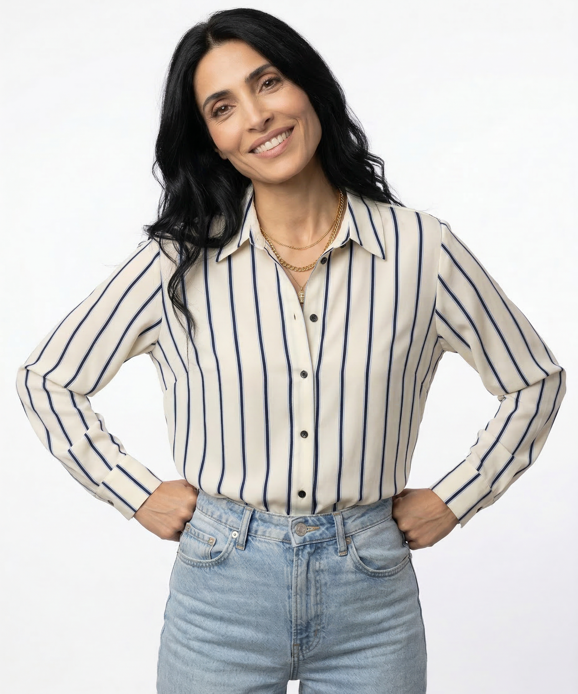 Shirt with European Stripes and Buttons