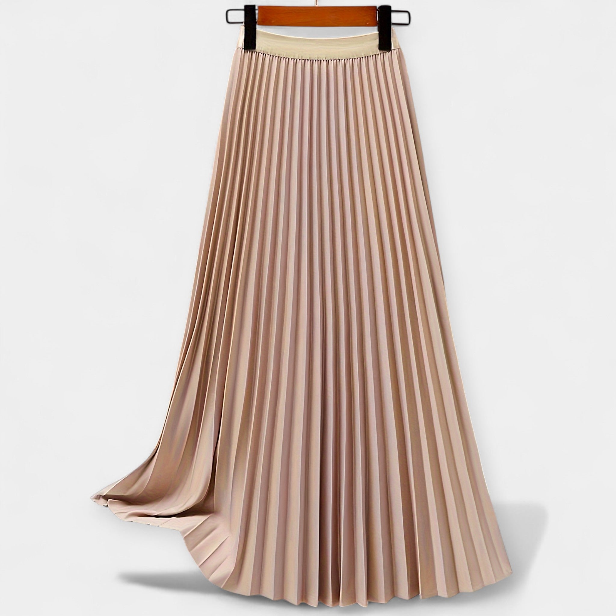 Karolína Sophisticated Long Pleated Satin Skirt