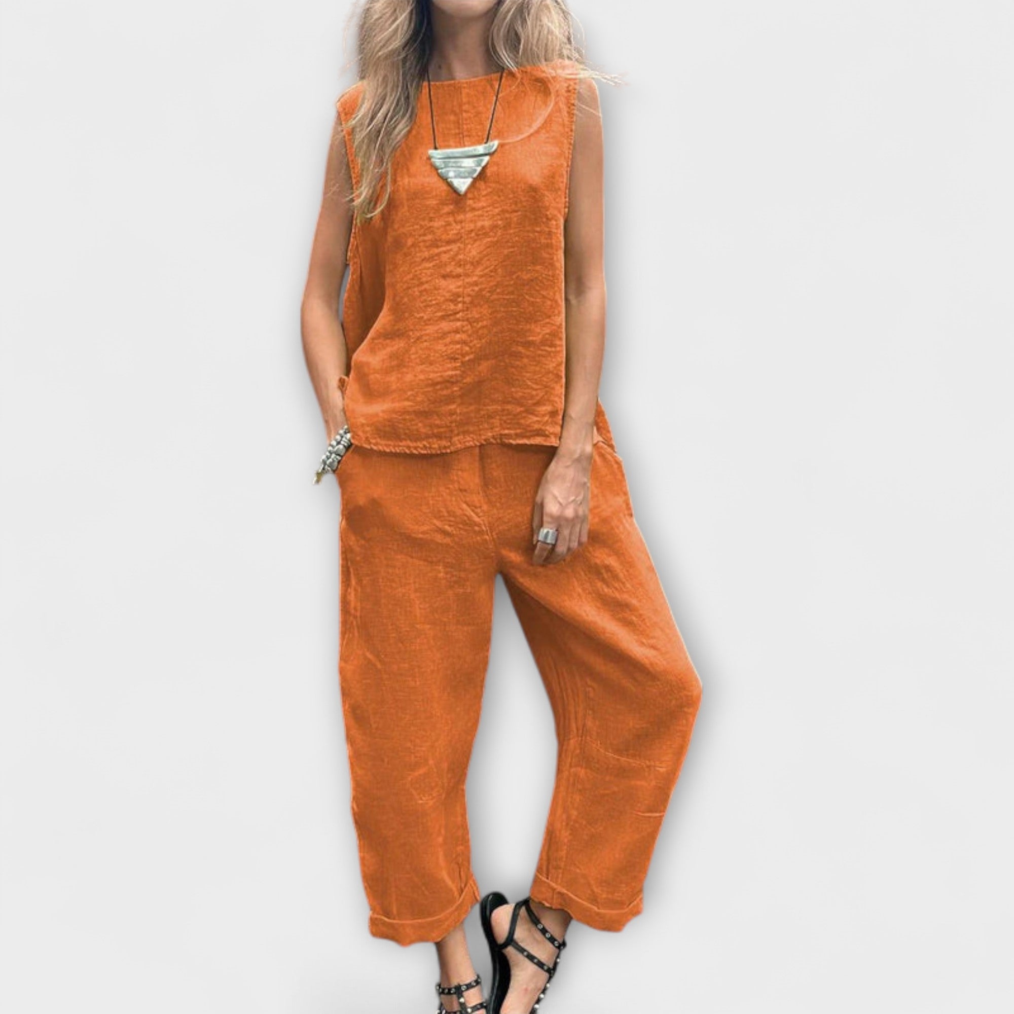 Casual cotton and linen outfit