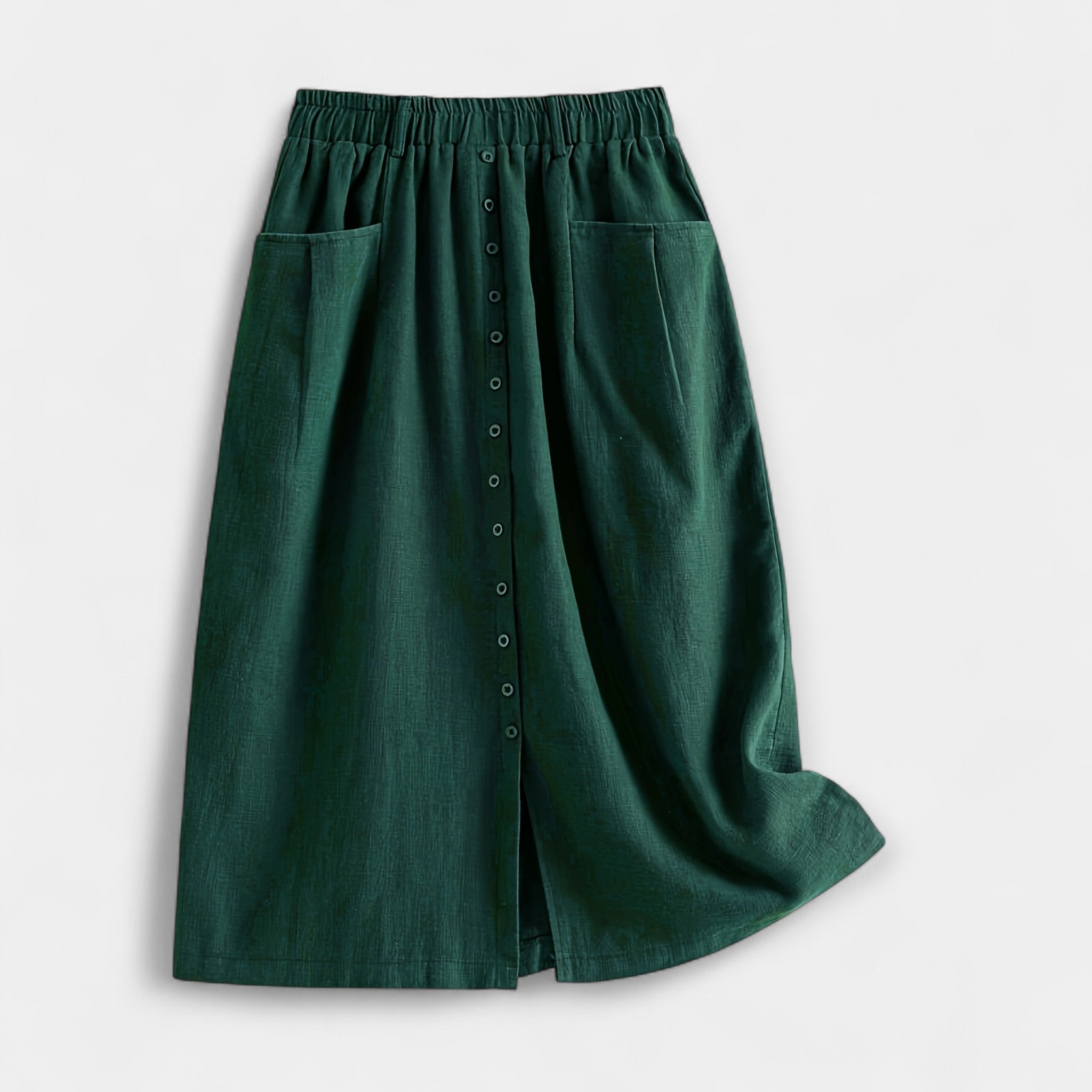 Elegant Magdaléna Vintage Midi Skirt with Front Pockets