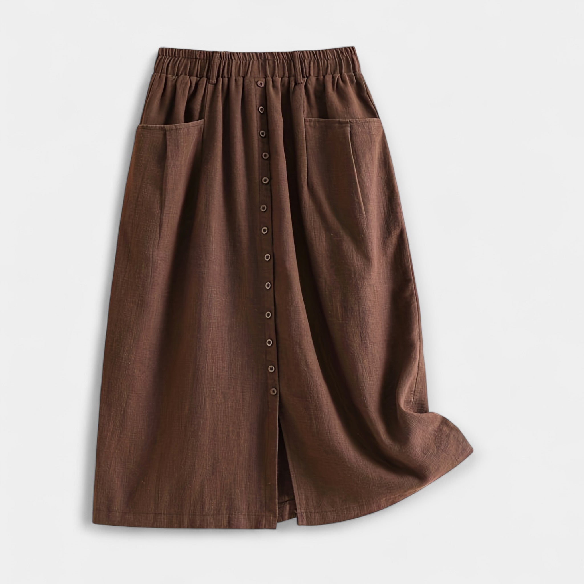 Elegant Magdaléna Vintage Midi Skirt with Front Pockets