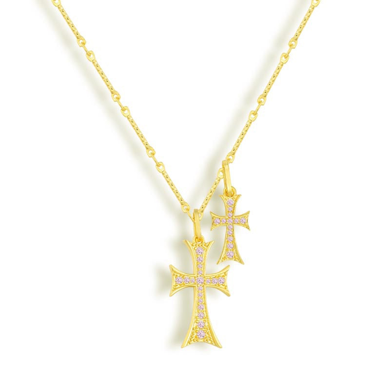 Sára Sophisticated HauteCouture Double Cross Pendant
