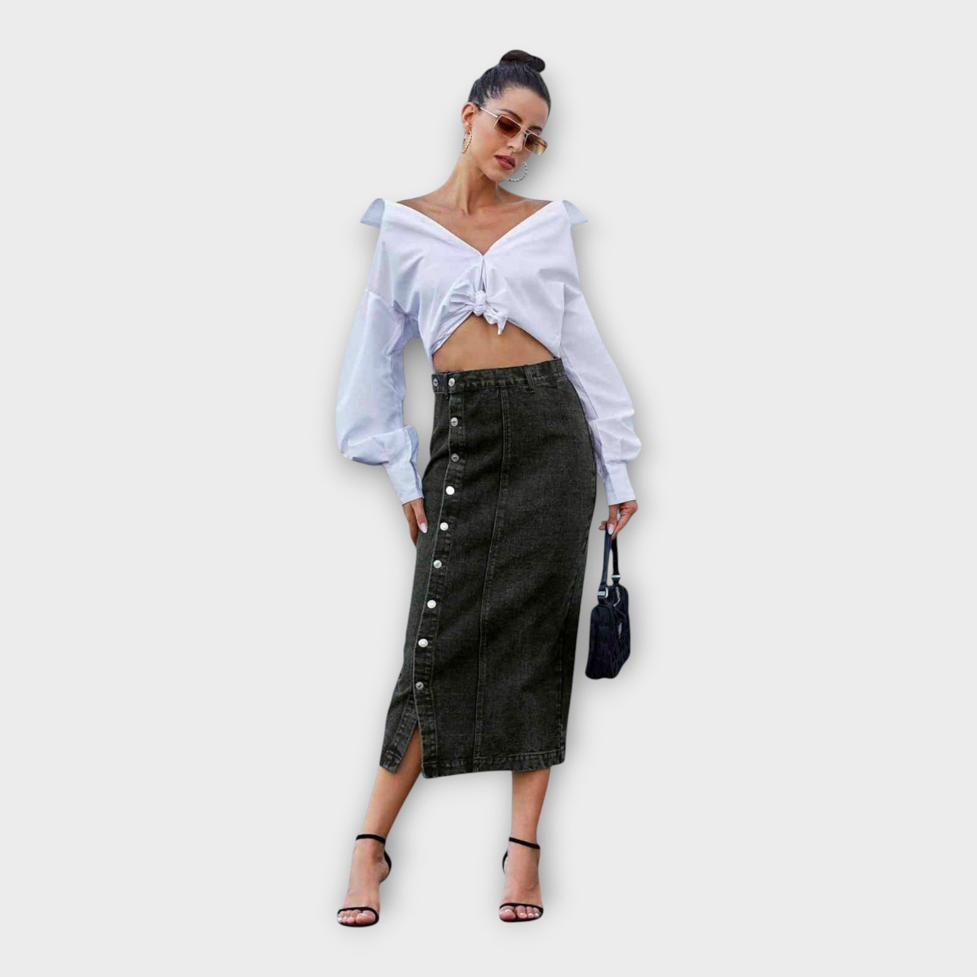 Karolína Sophisticated Lightweight Button Up Maxi Skirt