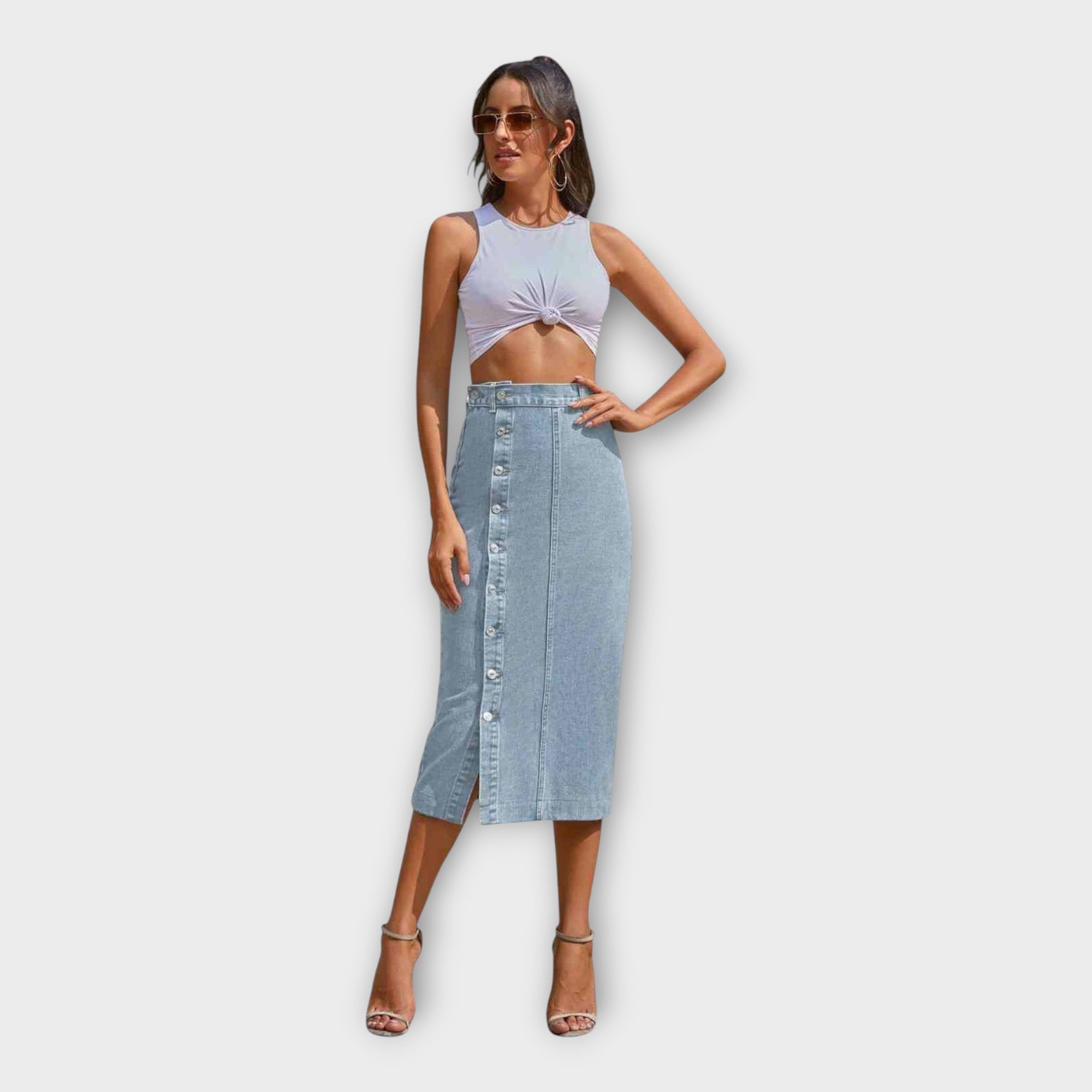 Karolína Sophisticated Lightweight Button Up Maxi Skirt