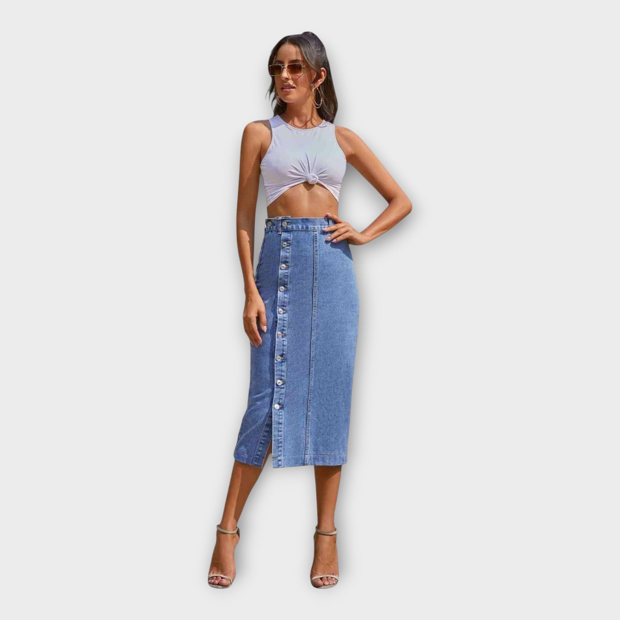 Karolína Sophisticated Lightweight Button Up Maxi Skirt