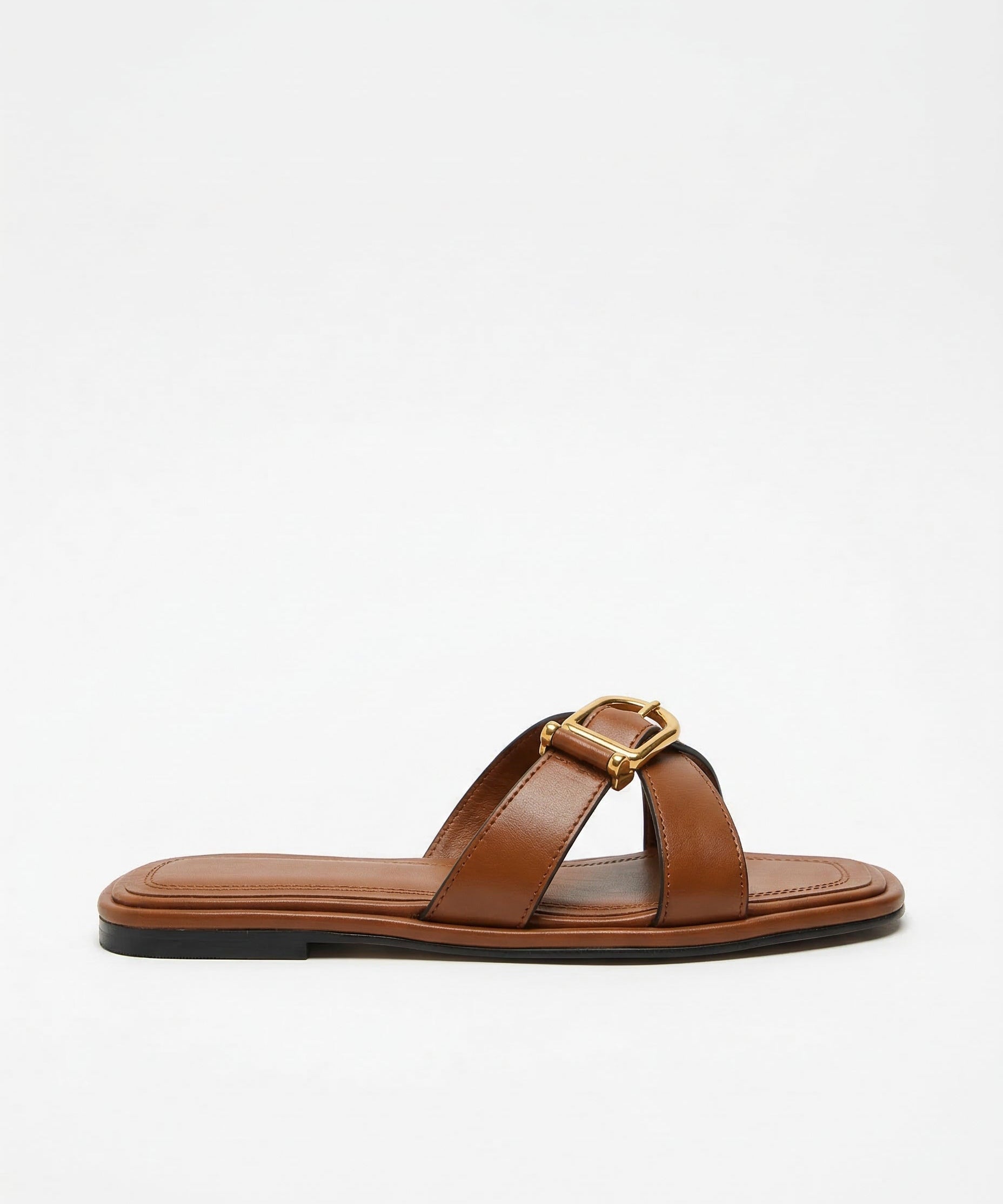 Calvi Italian Leather Cutout Slide Sandal