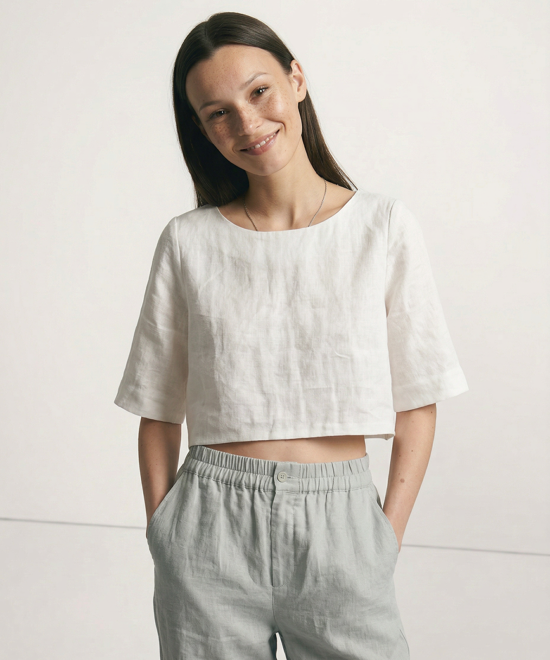 Boxy linen short top