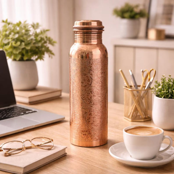 Engraved Copper Water Bottle - 950ml