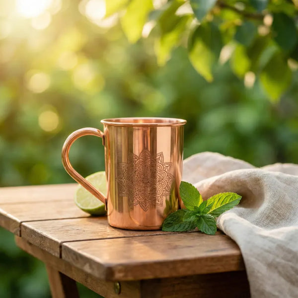 Mandala Engraved Copper Mug - 470ml
