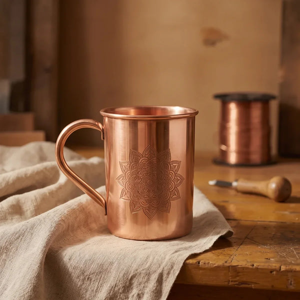 Mandala Engraved Copper Mug - 470ml