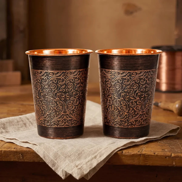 Floral Copper Tumbler Set of 2