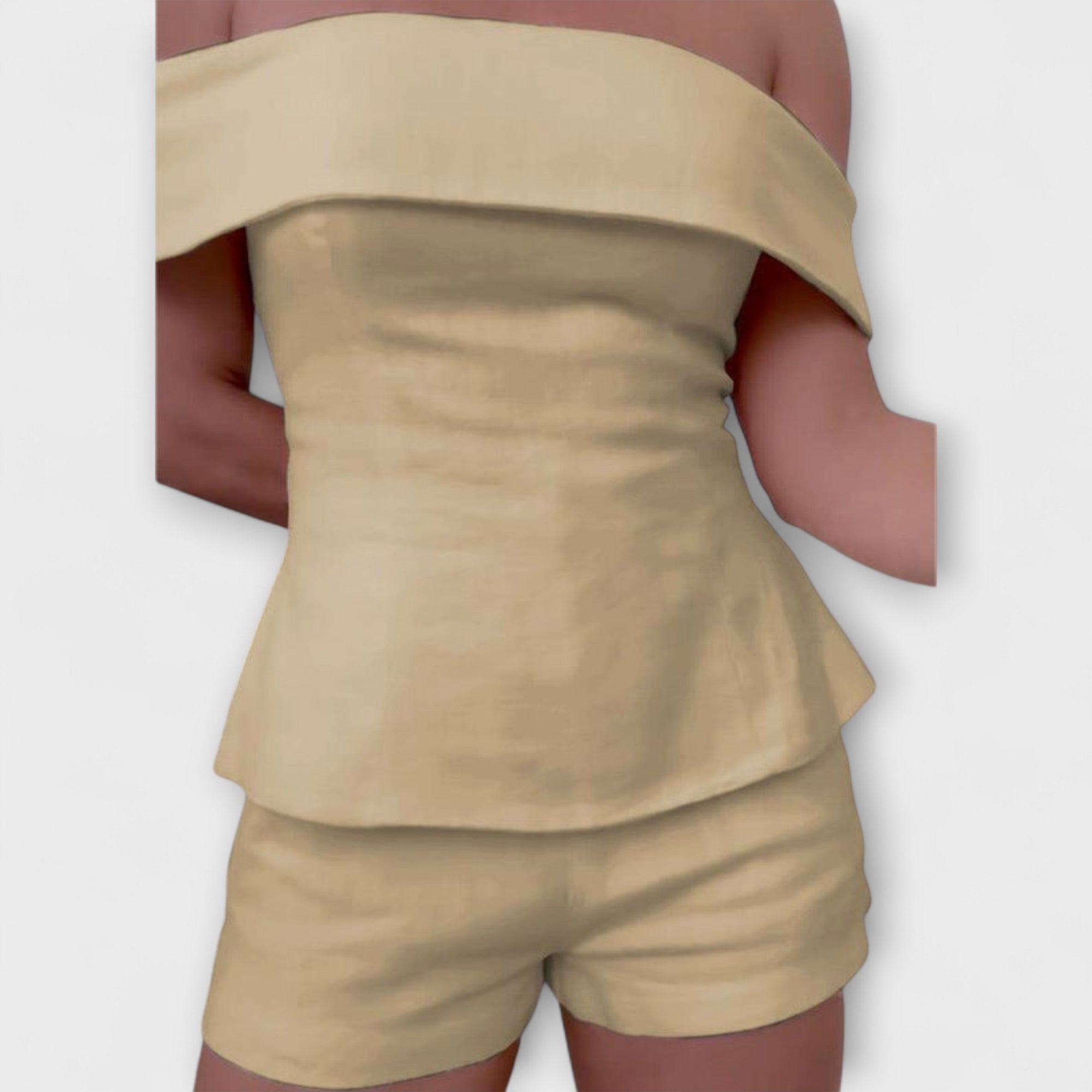 White cotton and linen two-piece set