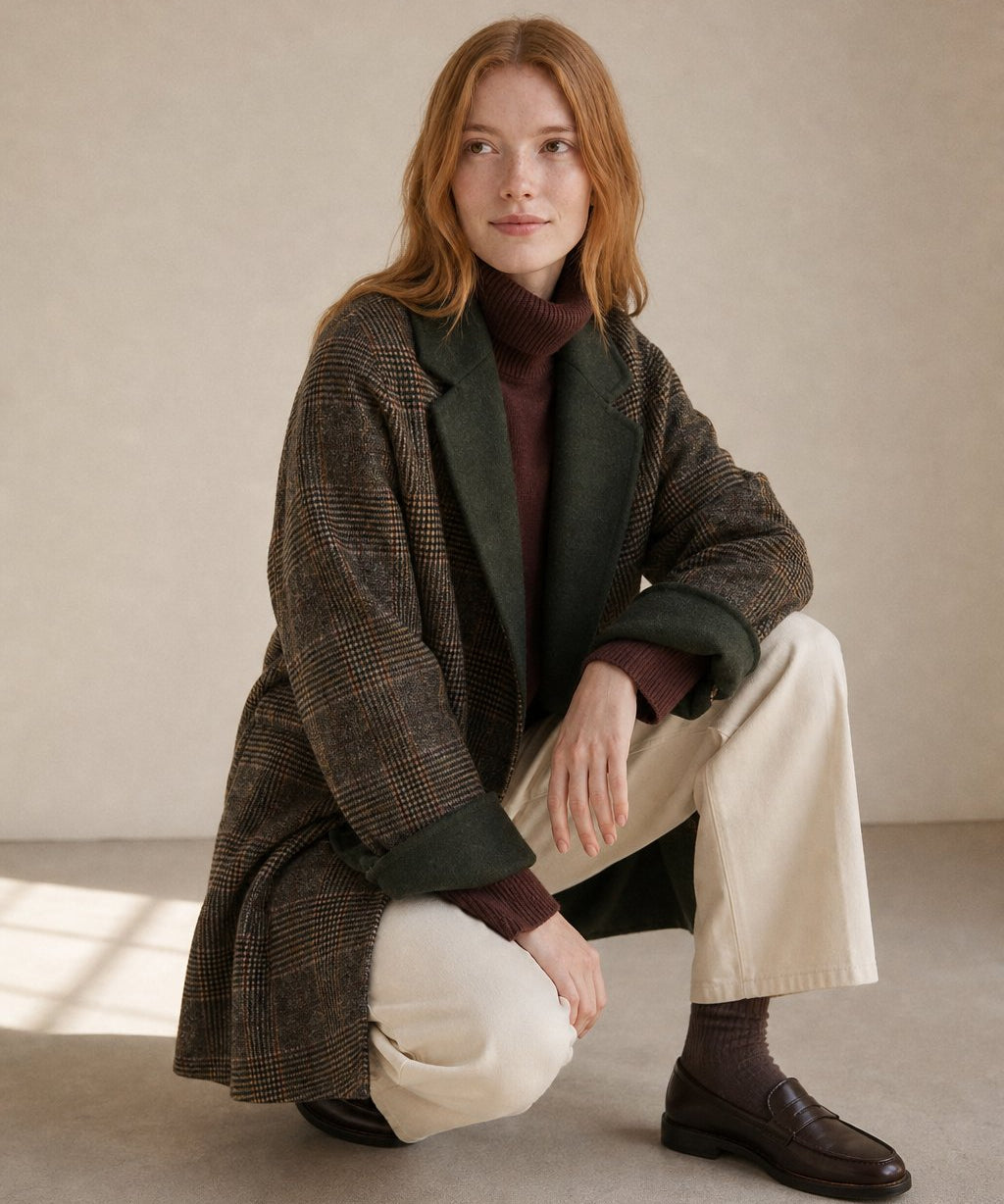 Honorine Plaid Wool Blazer Coat