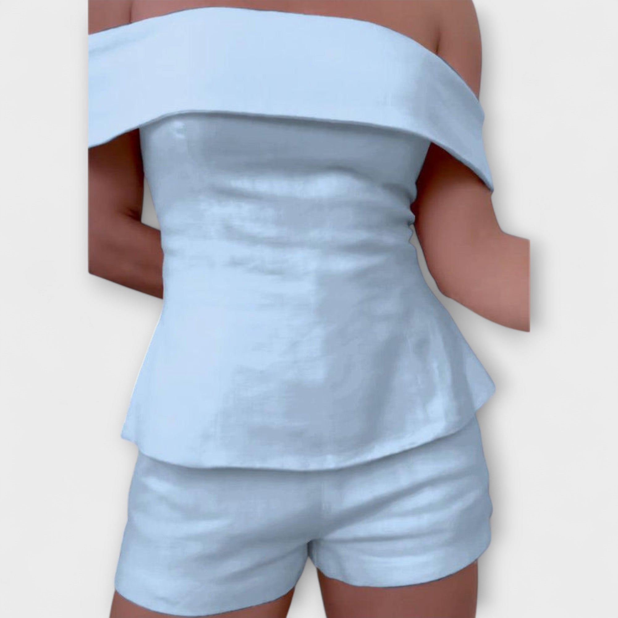 White cotton and linen two-piece set