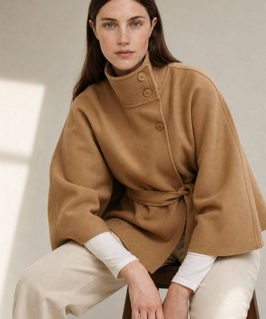 Novara Wool-Blend Cape Coat
