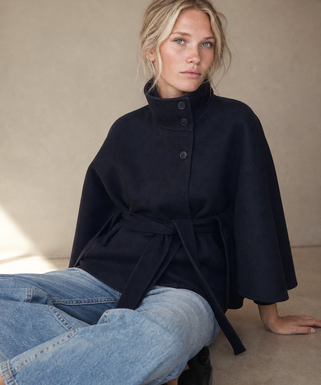 Novara Wool-Blend Cape Coat