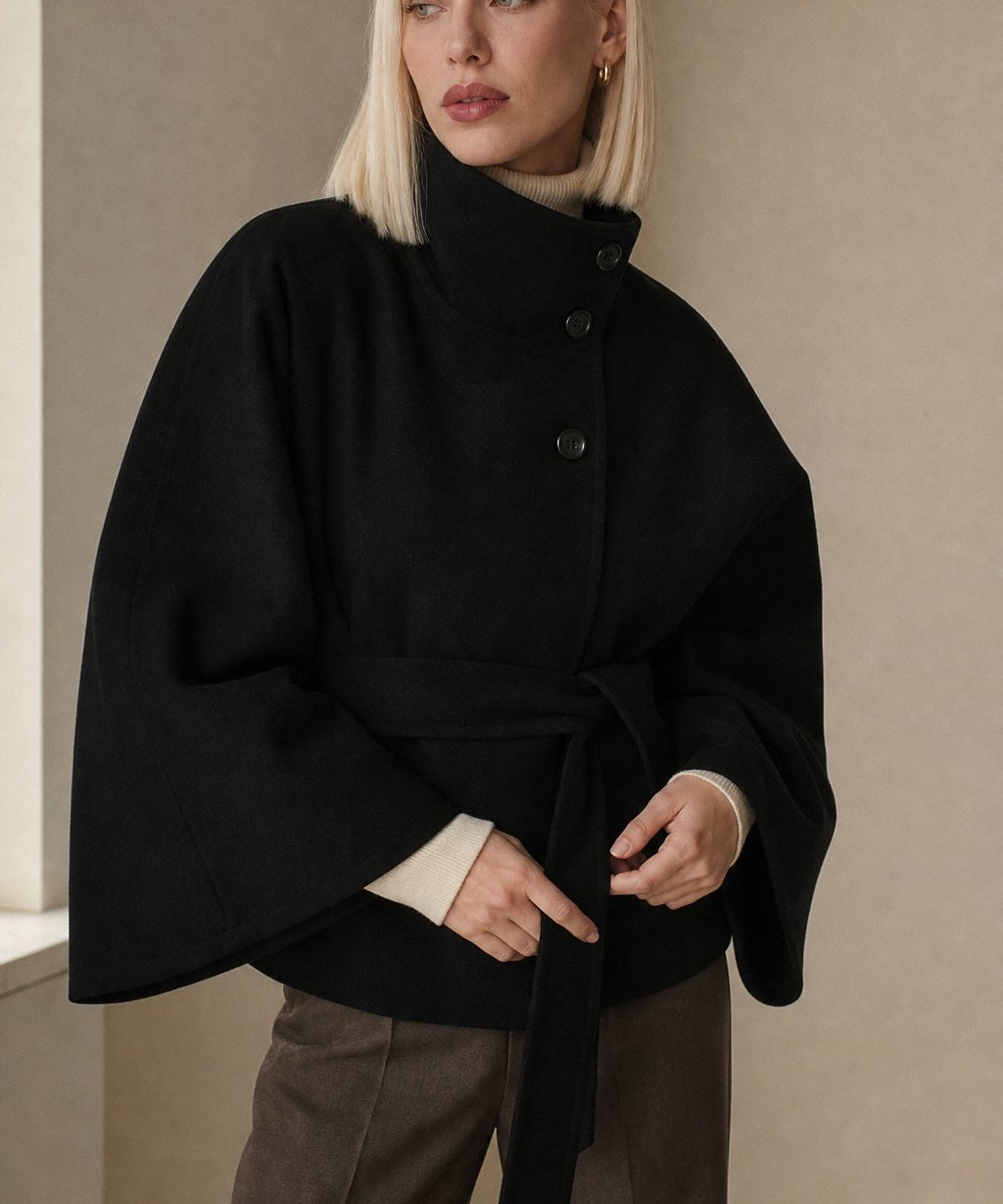 Novara Wool-Blend Cape Coat