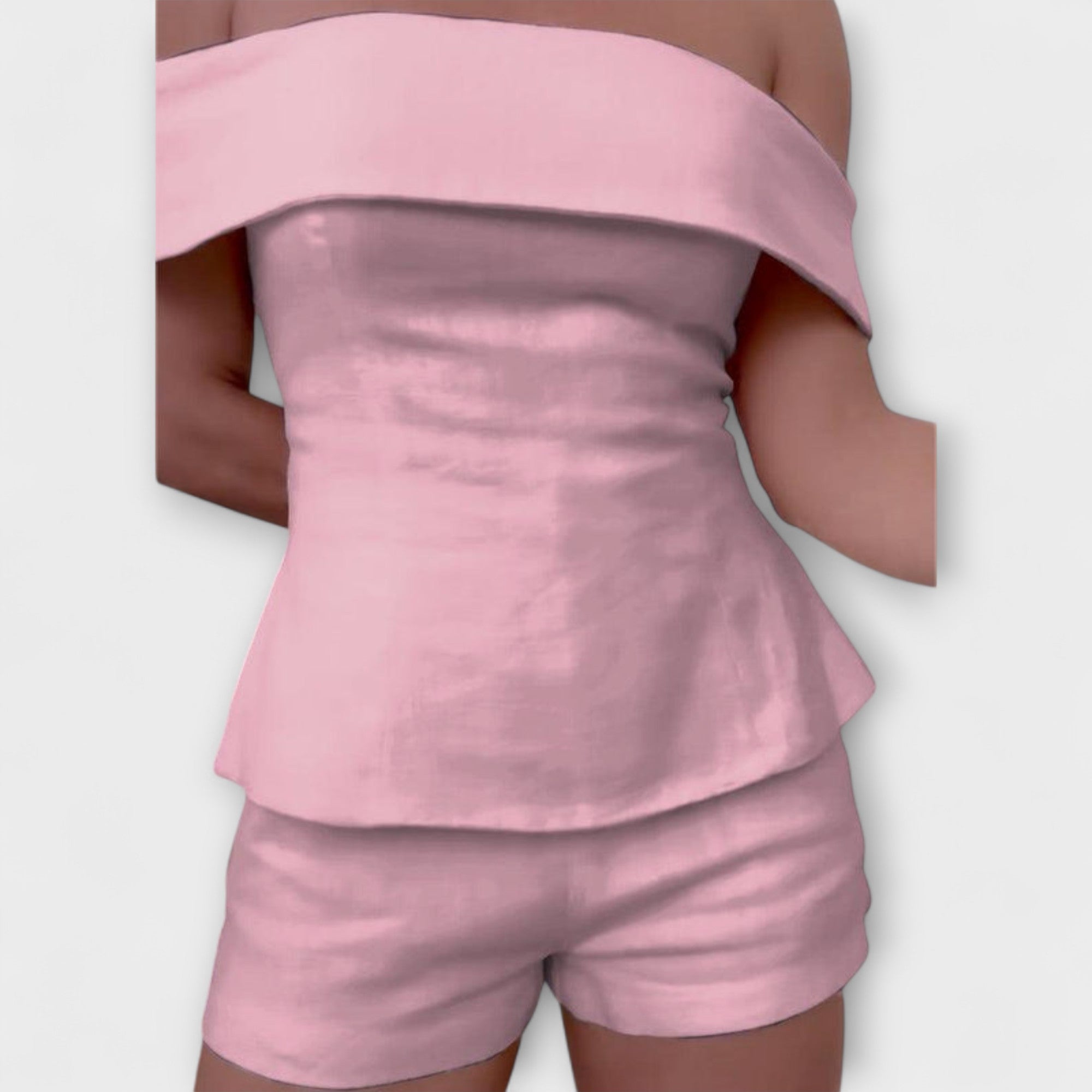 White cotton and linen two-piece set