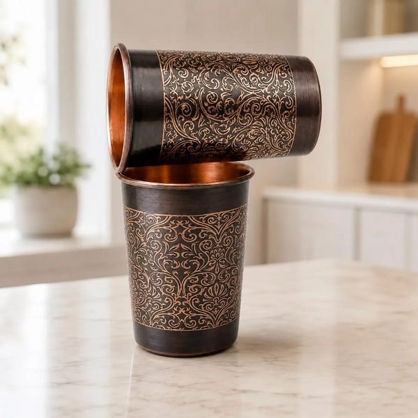 Floral Copper Tumbler Set of 2