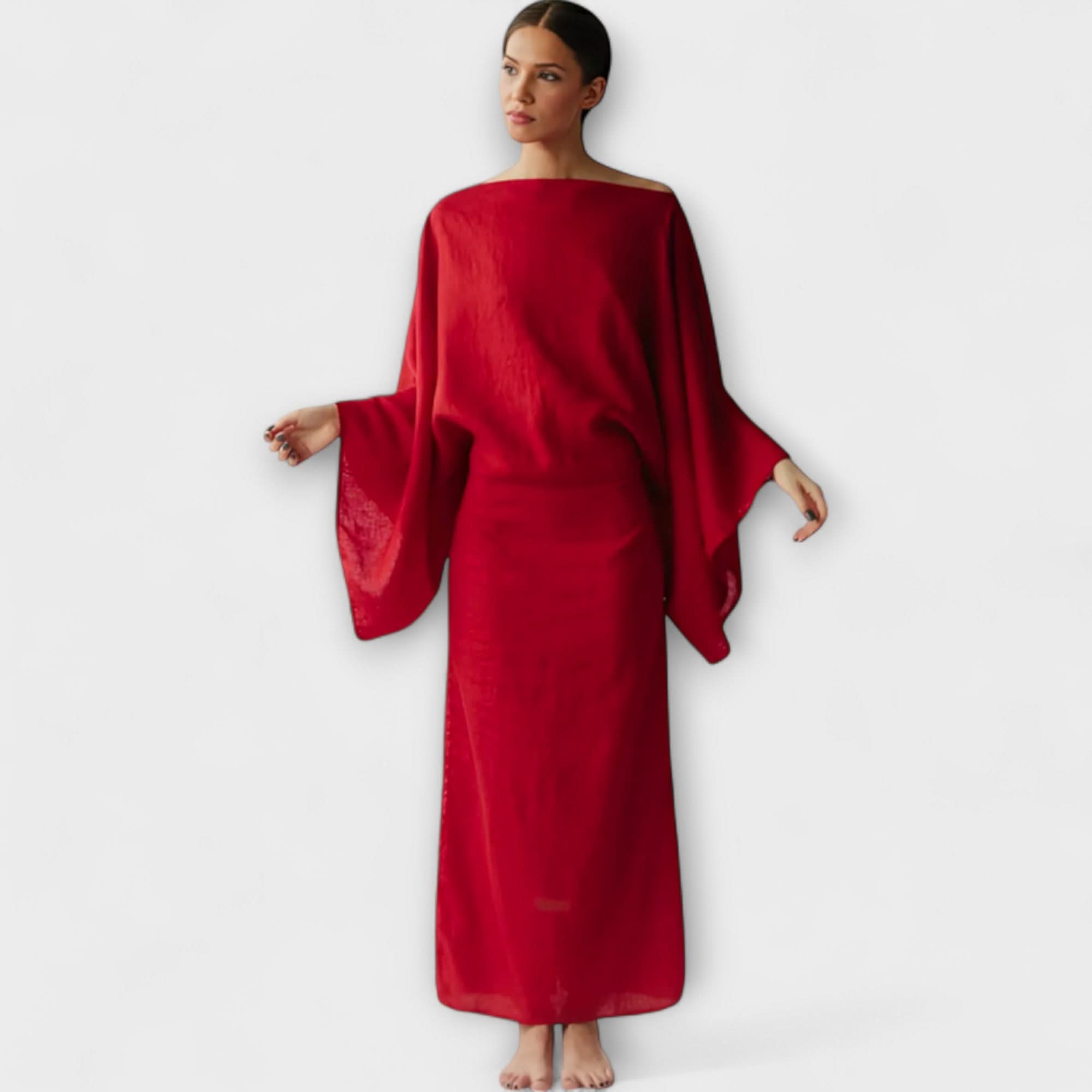 Rochie kimono din in și bumbac