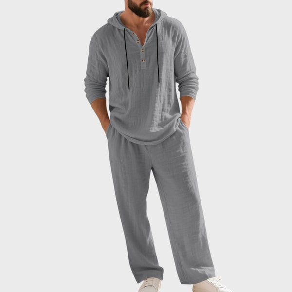 Men's linen hooded set