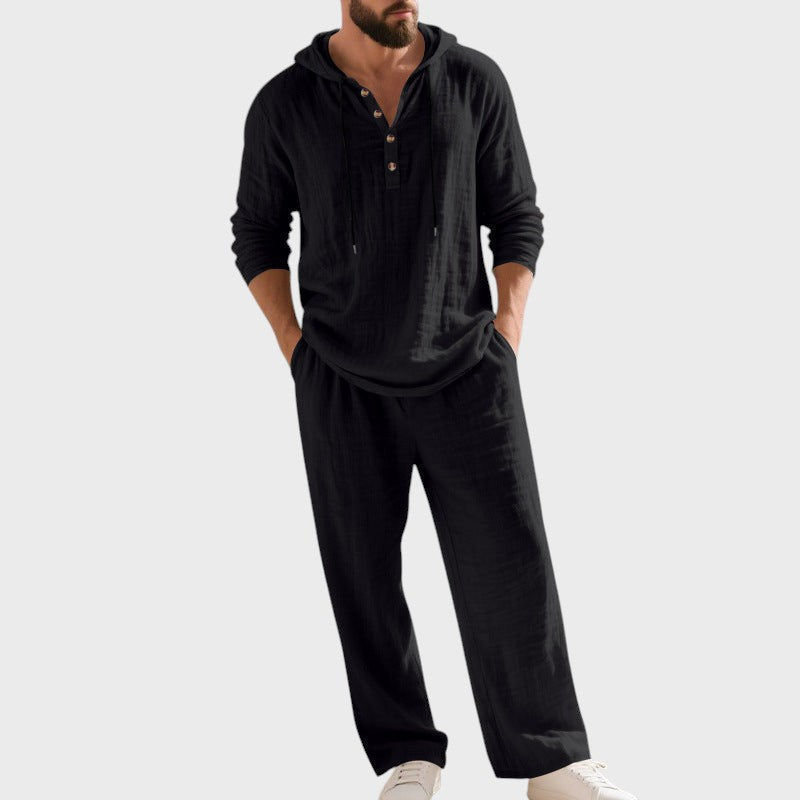 Men's linen hooded set