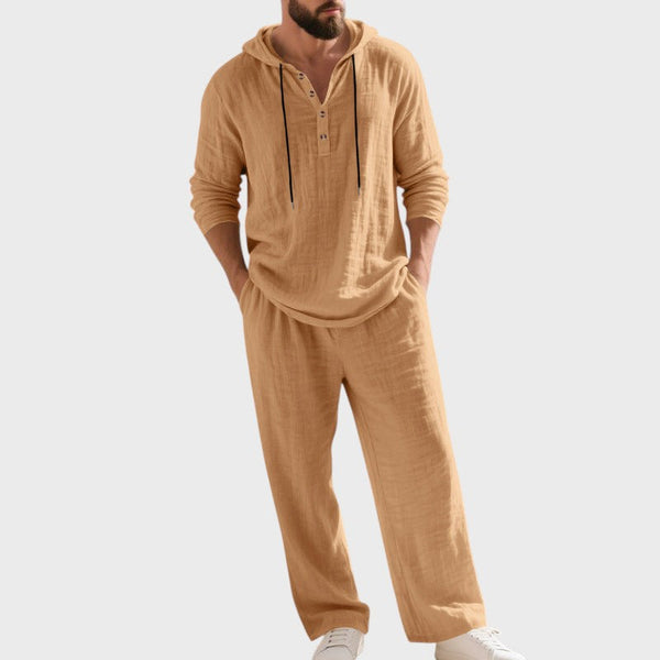 Men's linen hooded set
