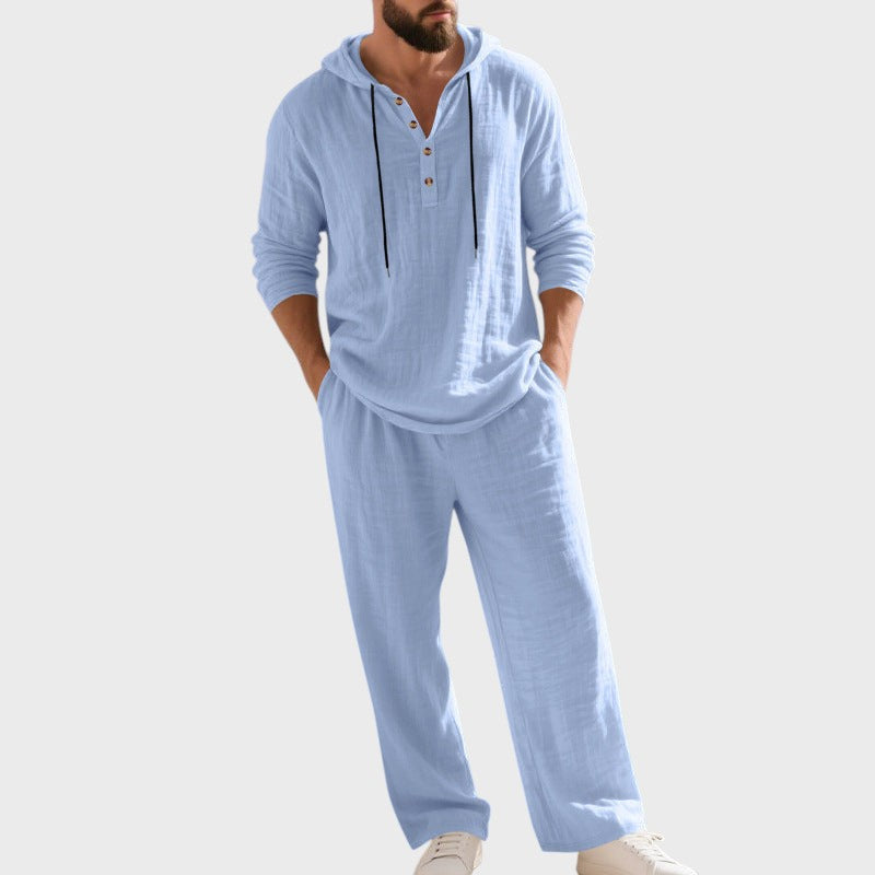 Men's linen hooded set